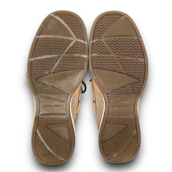 Sperry Top-Sider Intrepid 2 Eye Leather Mesh Linen Tan Beige Loafer Boat Shoes 7 - Picture 8 of 10